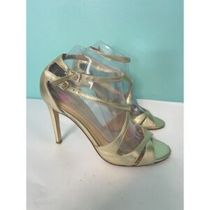 Ivanka Trump‎ Slingback Leather Shoes 8.5M  Gold Heeled S-642
